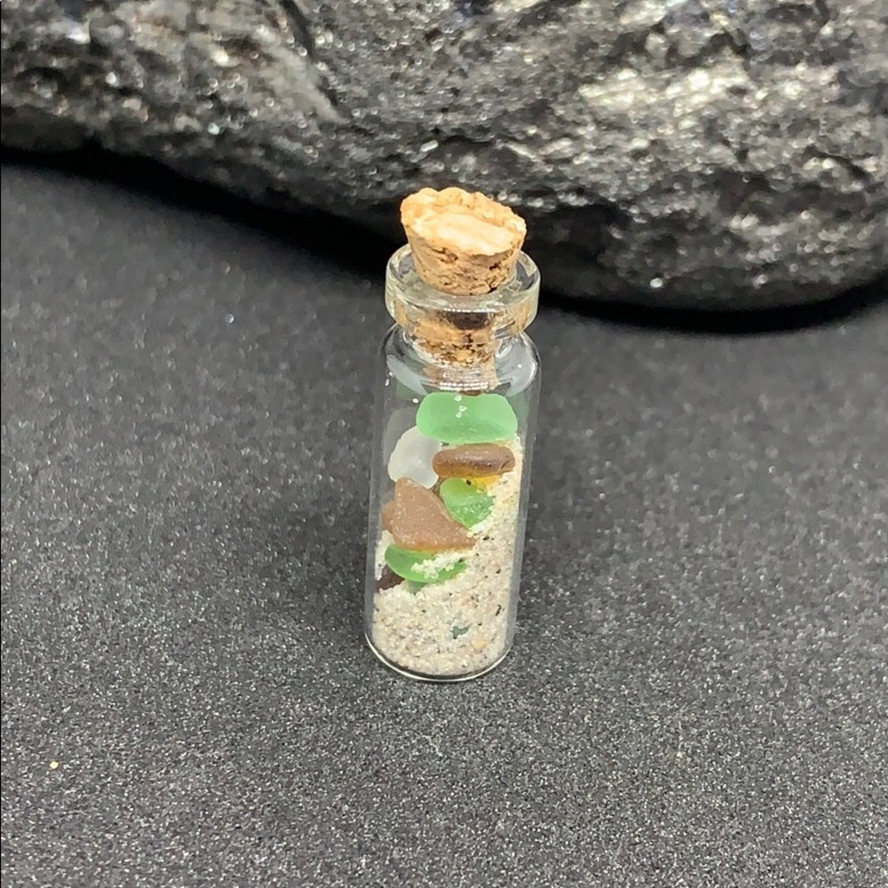 Sea glass and sand jar #715